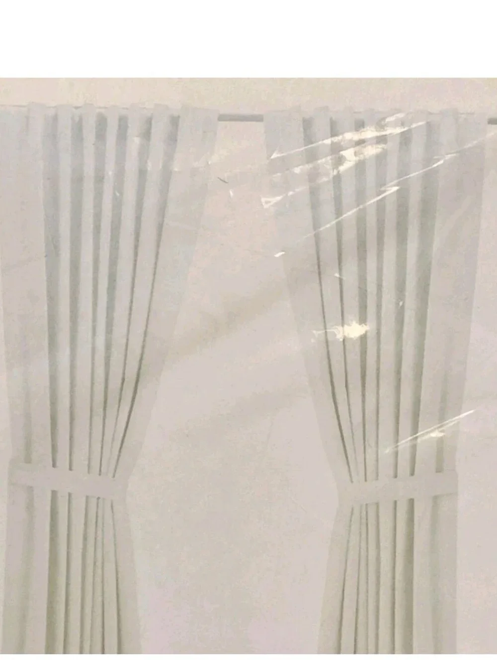 Ikea Ritva Light Filtering Long Curtain White Textured Grid 2 Pc 57